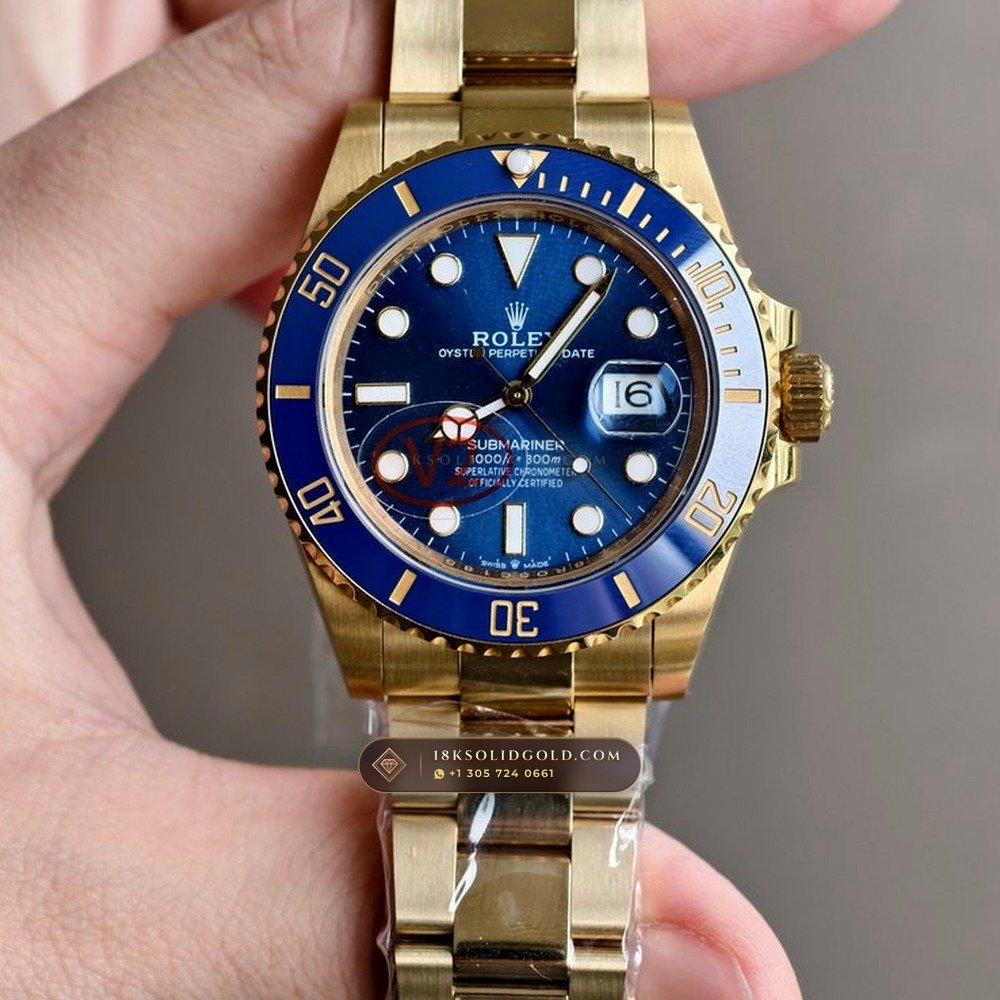 Rolex Submariner Date 41mm Bluesy Royal Blue Dial & Bezel 18K Yellow Gold Reference 126618LB — Hallmarked Edition