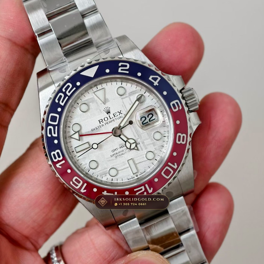 Rolex GMT-Master II Pepsi Gibeon Meteorite Dial 18K White Gold Reference 126719BLRO — Hallmarked Edition angle 2