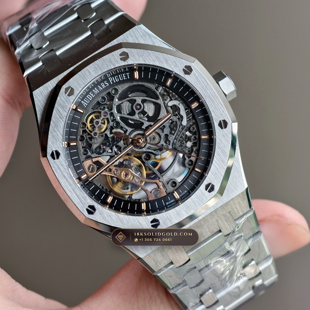 Audemars Piguet Royal Oak Double Balance Wheel Openworked 41mm 5-Axis CNC Case Reference 15407ST.OO.1220ST.01 — Salon Edition angle 2
