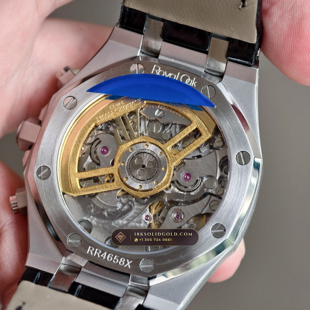 Audemars Piguet Royal Oak Selfwinding Chronograph 41mm Diamond-Set Bezel 18K White Gold Reference 26240BC.SS.1320BC.01 — Hallmarked Edition — Studio Gallery Plate VIII in 18K White Gold Au750 (158.7g Verified Mass, Audemars Piguet Cal. 4401 Flyback Chronograph)