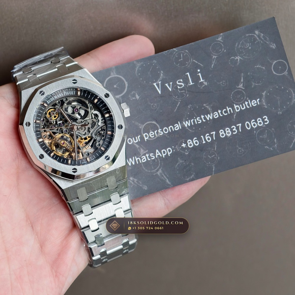 Audemars Piguet Royal Oak Double Balance Wheel Openworked 41mm Reference 15407ST.OO.1220ST.01 — Salon Edition — Studio Gallery Plate X in 904L Stainless Steel Custom Architecture (162.3g Verified Mass, Audemars Piguet Cal. 3132 Dual-Balance Openworked)