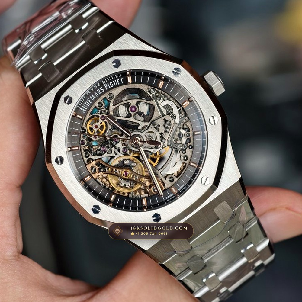 Audemars Piguet Royal Oak Double Balance Wheel Openworked 41mm Reference 15407ST.OO.1220ST.01 — Salon Edition angle 2