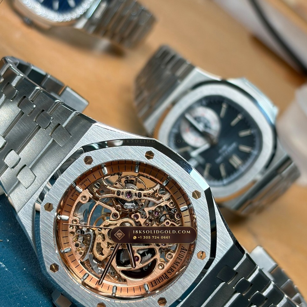 Audemars Piguet Royal Oak Double Balance Wheel Openworked 41mm Salmon Dial 5-Axis CNC Case Reference 15407ST.OO.1220ST.02 — Salon Edition — Studio Gallery Plate VIII in 904L Stainless Steel Custom Architecture (161.8g Verified Mass, Audemars Piguet Cal. 3132 Dual-Balance Openworked)