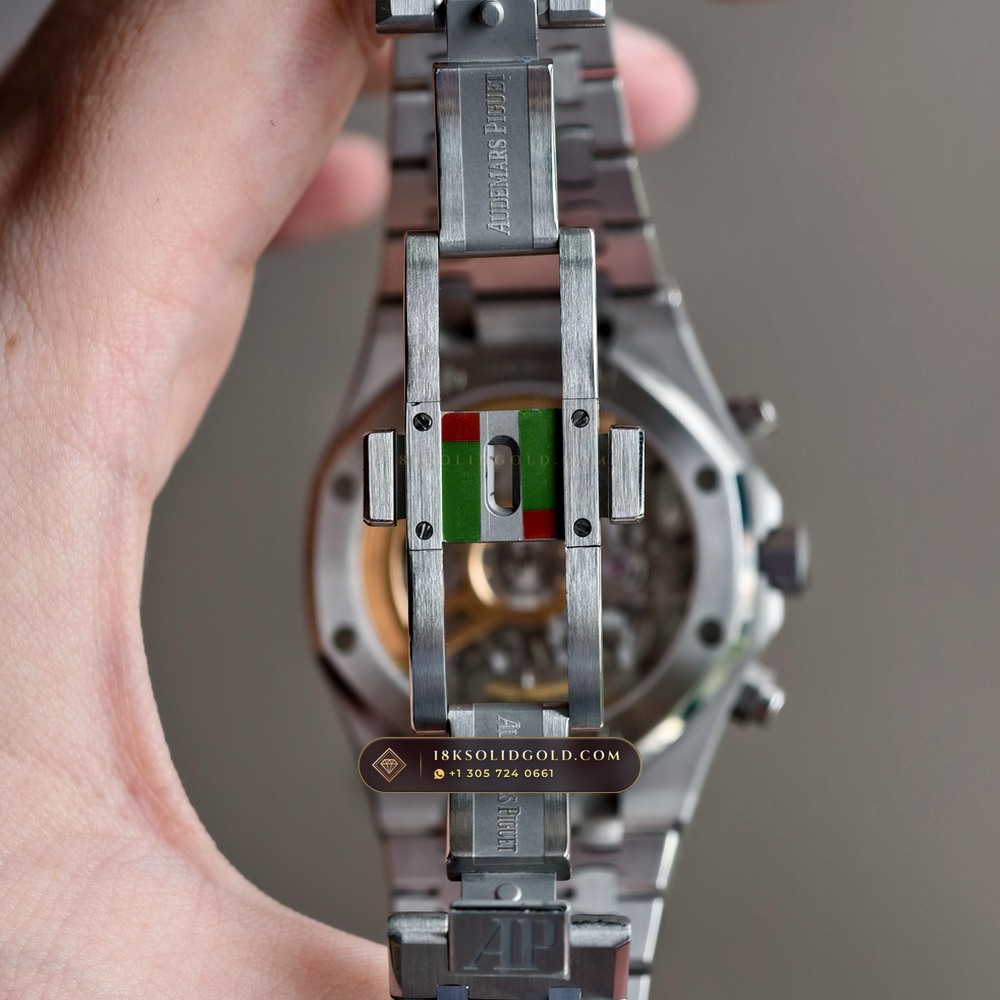 Audemars Piguet Royal Oak Selfwinding Chronograph 41mm Custom Tapestry Dial Deep Crystal Optics Reference 26240ST — Salon Edition — Studio Gallery Plate XII in 904L Stainless Steel Custom Architecture (180.6g Verified Mass, Audemars Piguet Cal. 4401 Flyback Chronograph)