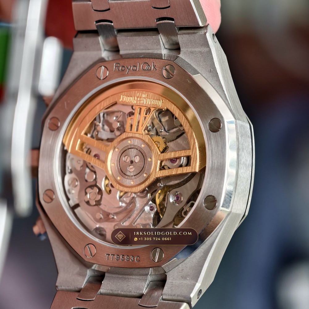Audemars Piguet Royal Oak Selfwinding Chronograph 41mm Custom Tapestry Dial Deep Crystal Optics Reference 26240ST — Salon Edition — Studio Gallery Plate IX in 904L Stainless Steel Custom Architecture (180.6g Verified Mass, Audemars Piguet Cal. 4401 Flyback Chronograph)