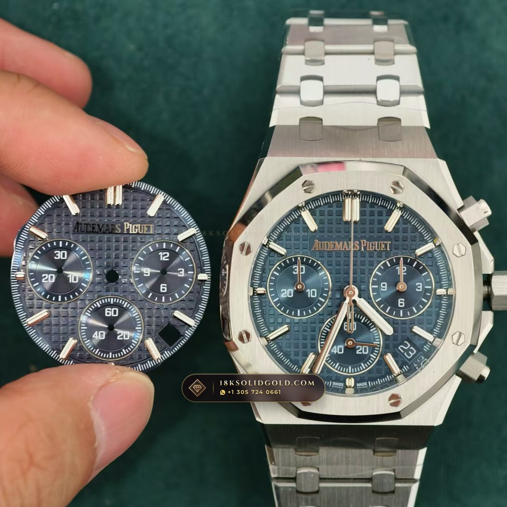 Audemars Piguet Royal Oak Selfwinding Chronograph 41mm Custom Tapestry Dial 22K Gold Rotor Reference 26240ST — Salon Edition