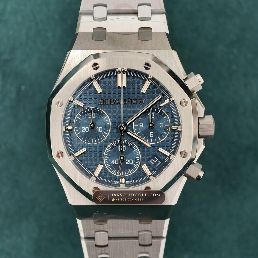 Audemars Piguet Royal Oak Selfwinding Chronograph 41mm Custom Tapestry Dial 22K Gold Rotor Reference 26240ST — Salon Edition angle 2