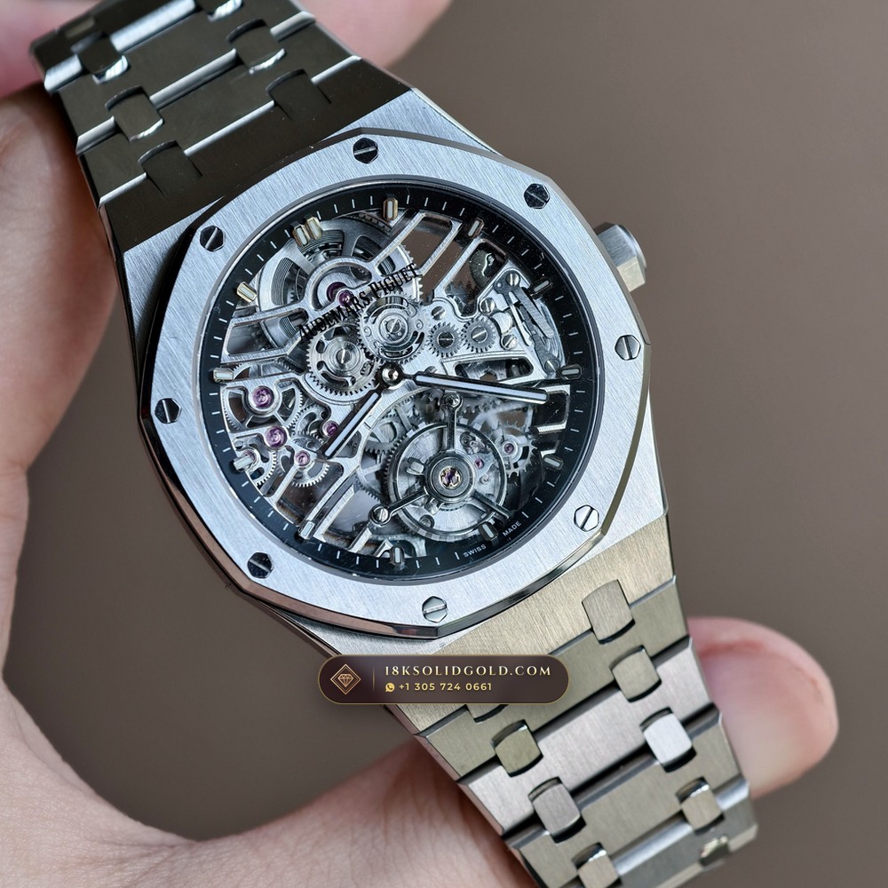Audemars Piguet Royal Oak Selfwinding Flying Tourbillon 41mm Architectural Skeletonized Openworked Dial Reference 26735ST.OO.1320ST.02 — Salon Edition angle 2