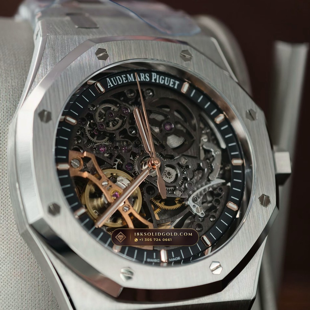 Audemars Piguet Royal Oak Double Balance Wheel Openworked 41mm Chronometer Regulated Spec Reference 15407ST.OO.1220ST.01 — Salon Edition angle 3