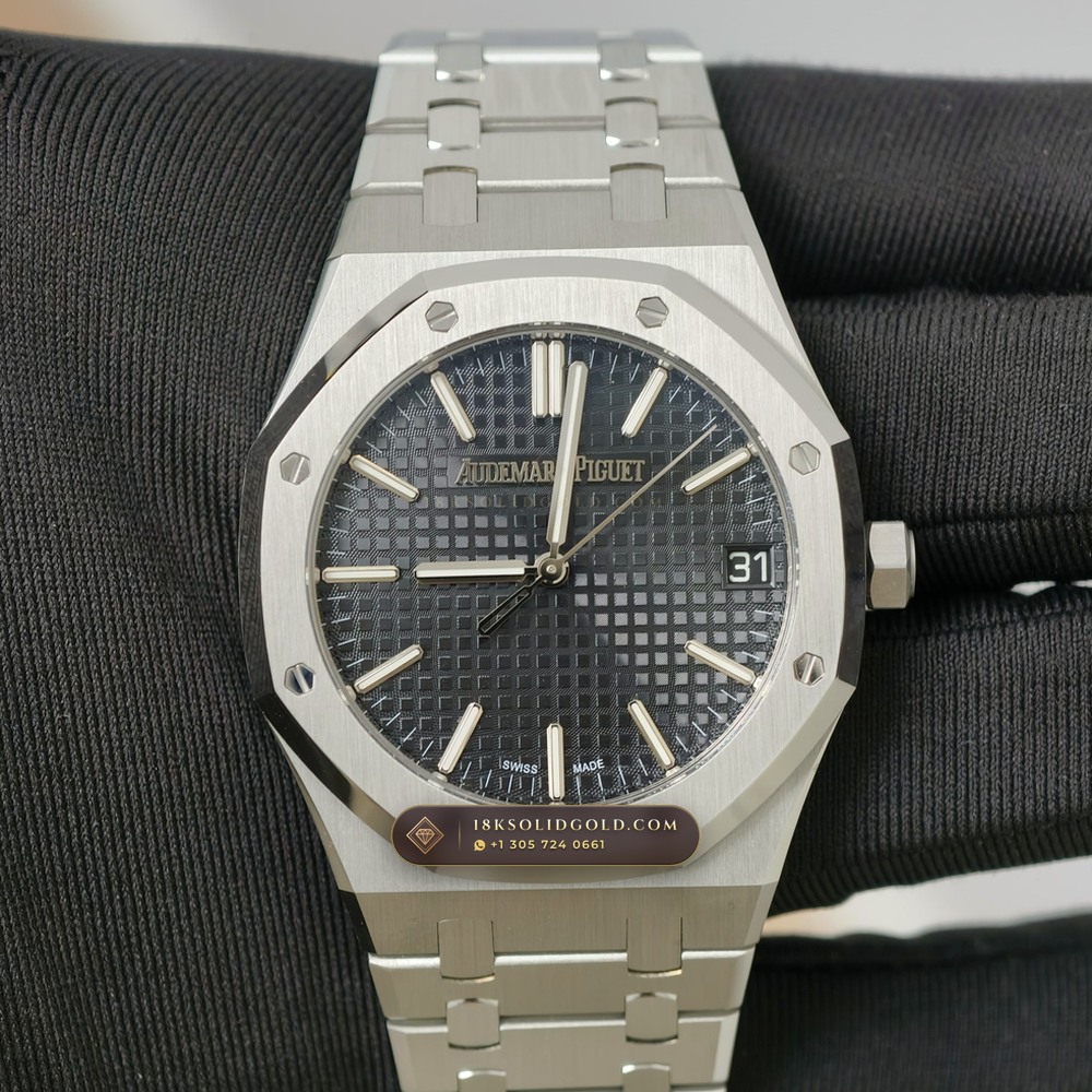 Audemars Piguet Royal Oak Selfwinding 41mm Custom Tapestry Dial Flush Bezel Screws Reference 15510ST — Salon Edition angle 2