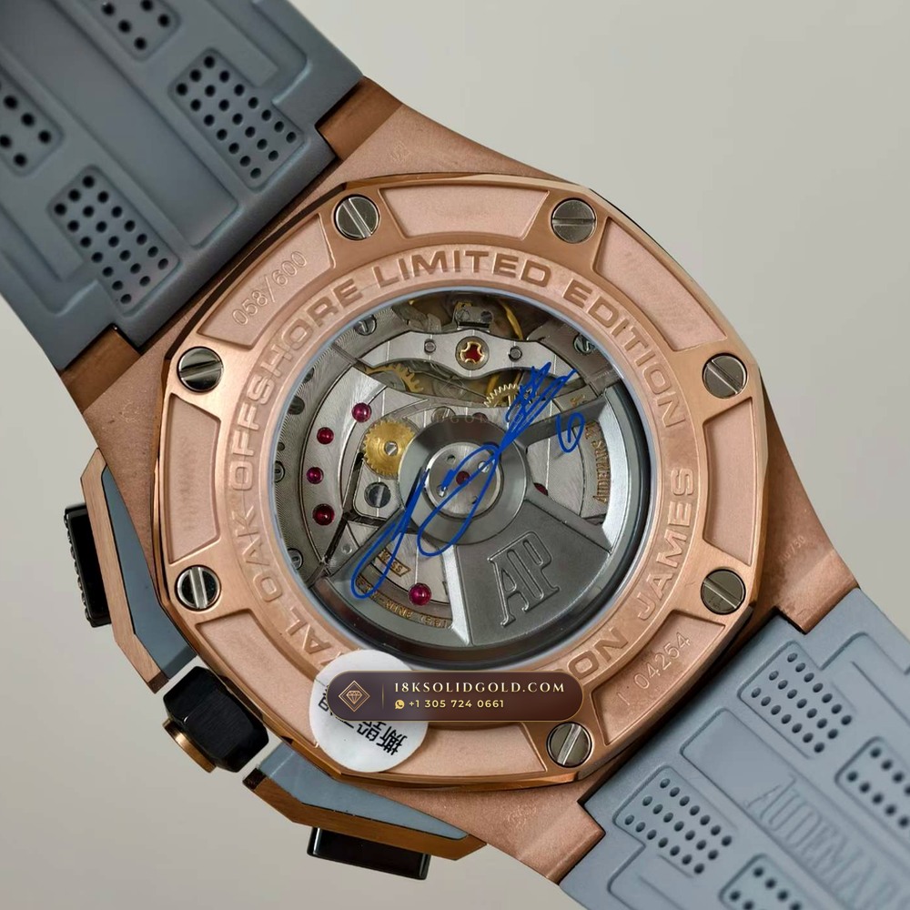 Audemars Piguet Royal Oak Offshore Selfwinding Chronograph 43mm 18K Rose Gold Reference 26210OI.OO.A109CR.01 — Hallmarked Edition — Studio Gallery Plate VII in 18K Rose Gold Au750 (184.5g Verified Mass, Audemars Piguet Cal. 4401 Flyback Chronograph)