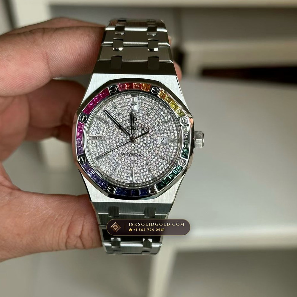 Audemars Piguet Royal Oak Double Balance Wheel Openworked Rainbow 18K White Gold Reference 15413BC.YY.1220BC.01 — Hallmarked Edition angle 2