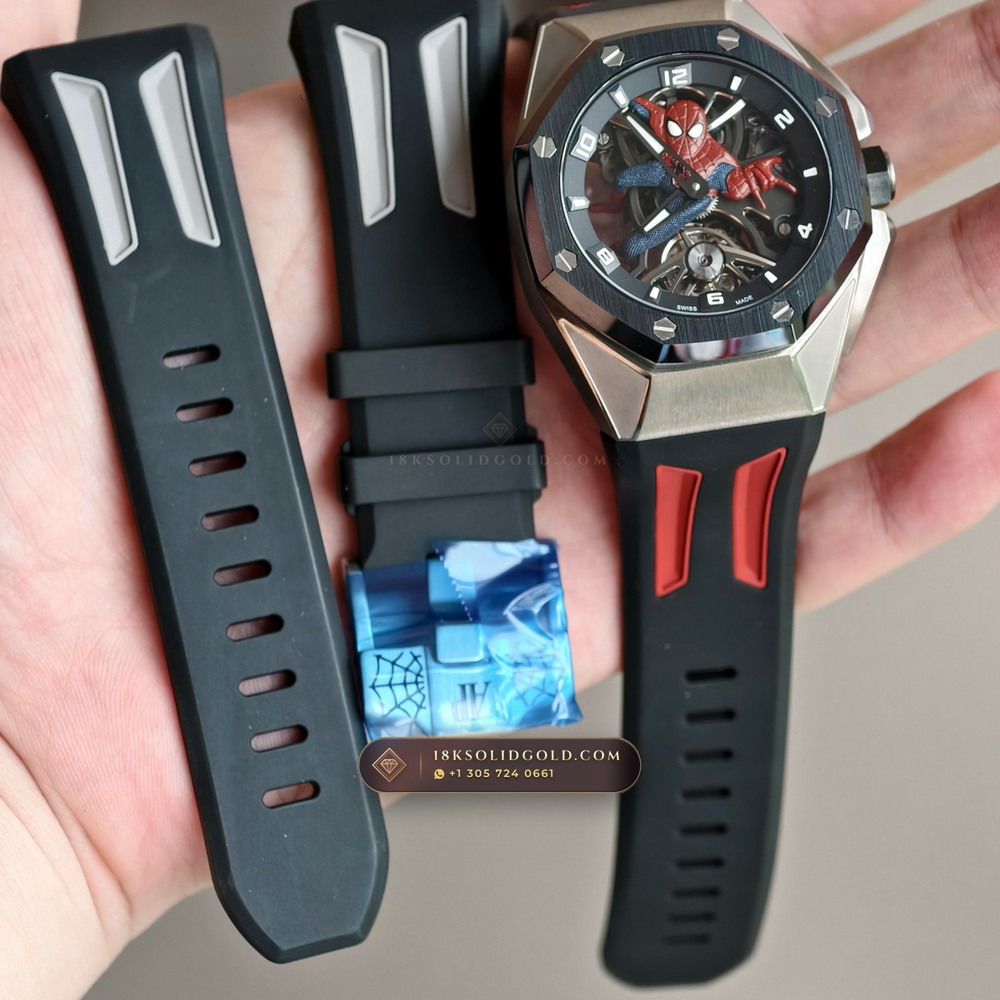 Audemars Piguet Royal Oak Concept Spider-Man Flying Tourbillon Openworked Titanium Reference 26631TI.OO.D002CA.01 — Salon Edition — Studio Gallery Plate VIII in Grade 5 Titanium Monobloc (108.7g Verified Mass, Audemars Piguet Hand-Wound Cal. 2974 Tourbillon)