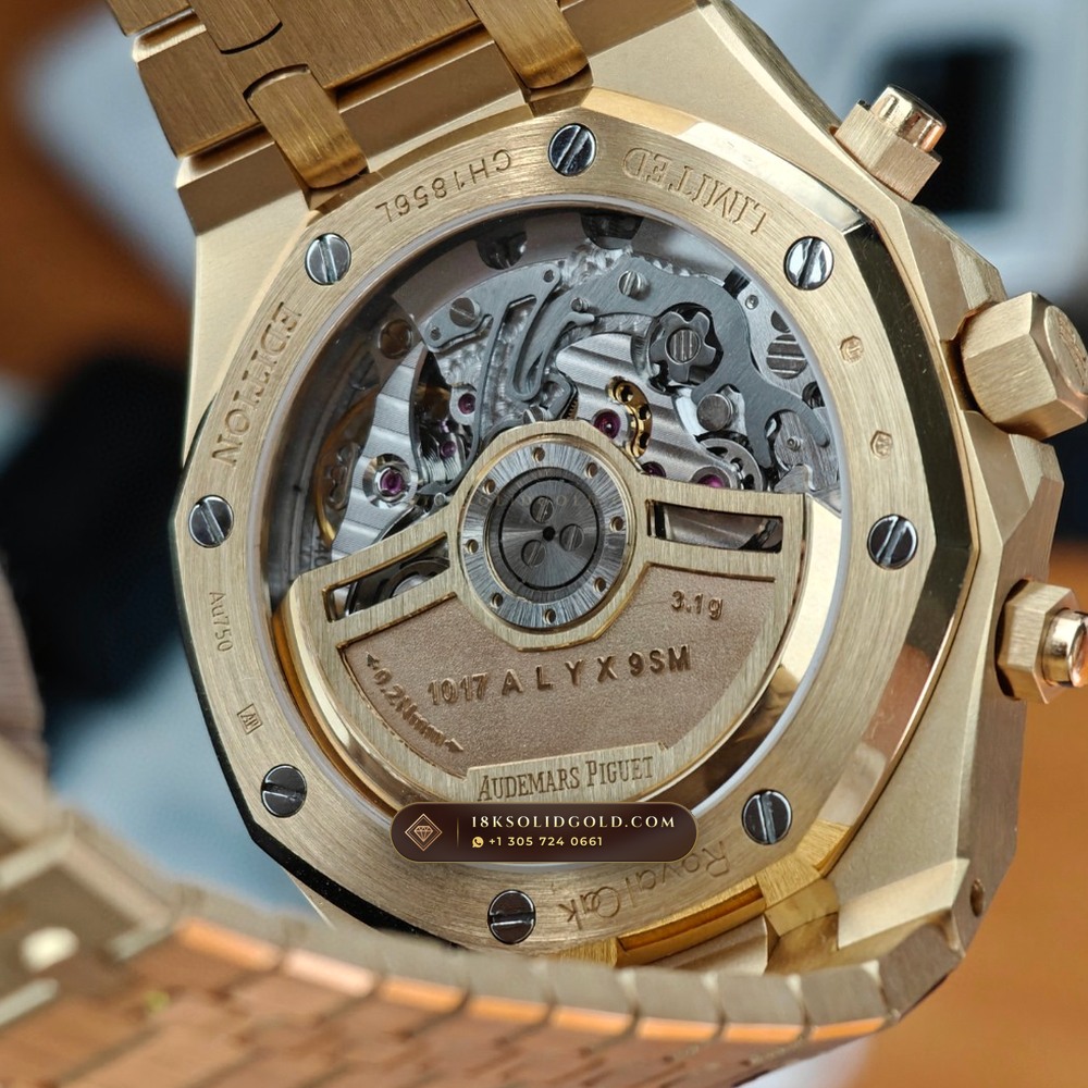 Audemars Piguet Royal Oak Selfwinding Chronograph 41mm 18K Yellow Gold Reference 26240BA.OO.1320BA.01 — Hallmarked Edition — Studio Gallery Plate VII in 18K Yellow Gold Au750 (246.0g Verified Mass, Audemars Piguet Cal. 4401 Flyback Chronograph)