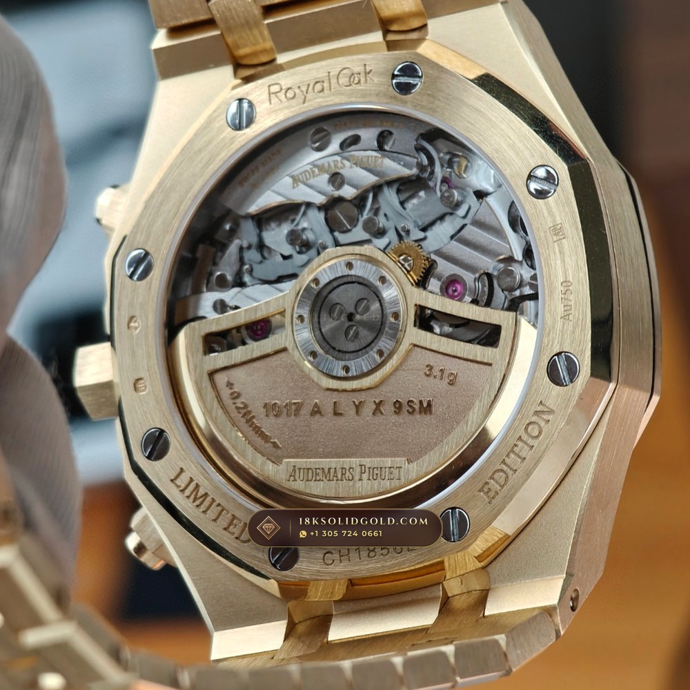 Audemars Piguet Royal Oak Selfwinding Chronograph 41mm 18K Yellow Gold Reference 26240BA.OO.1320BA.01 — Hallmarked Edition — Studio Gallery Plate VIII in 18K Yellow Gold Au750 (246.0g Verified Mass, Audemars Piguet Cal. 4401 Flyback Chronograph)