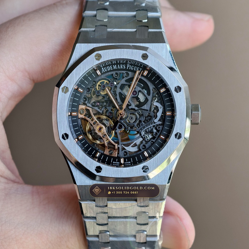 Audemars Piguet Royal Oak Double Balance Wheel Openworked 41mm 22K Gold Rotor 5-Axis CNC Case Reference 15407ST.OO.1220ST.01 — Salon Edition