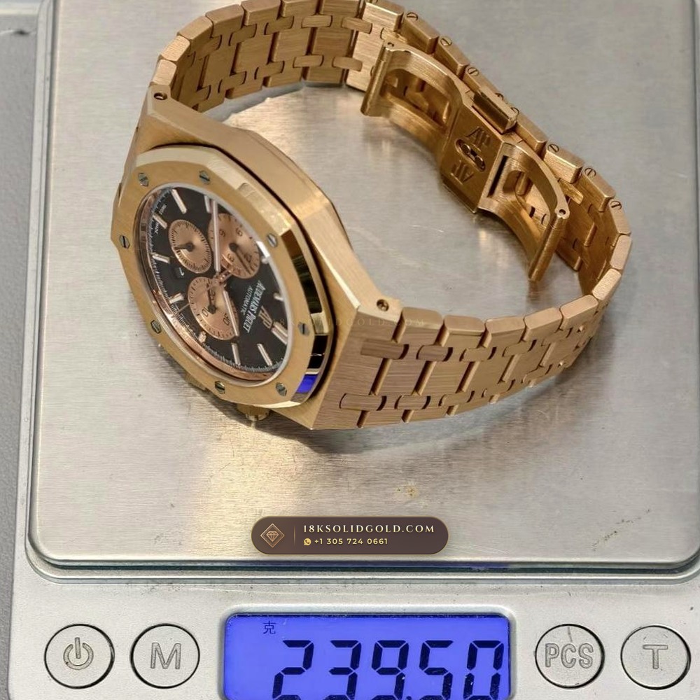 Audemars Piguet Royal Oak Selfwinding Chronograph 41mm 18K Rose Gold Reference 26331OR — Hallmarked Edition — Studio Gallery Plate IX in 18K Rose Gold Au750 (246.2g Verified Mass, Audemars Piguet Cal. 2385 Column-Wheel Chronograph)