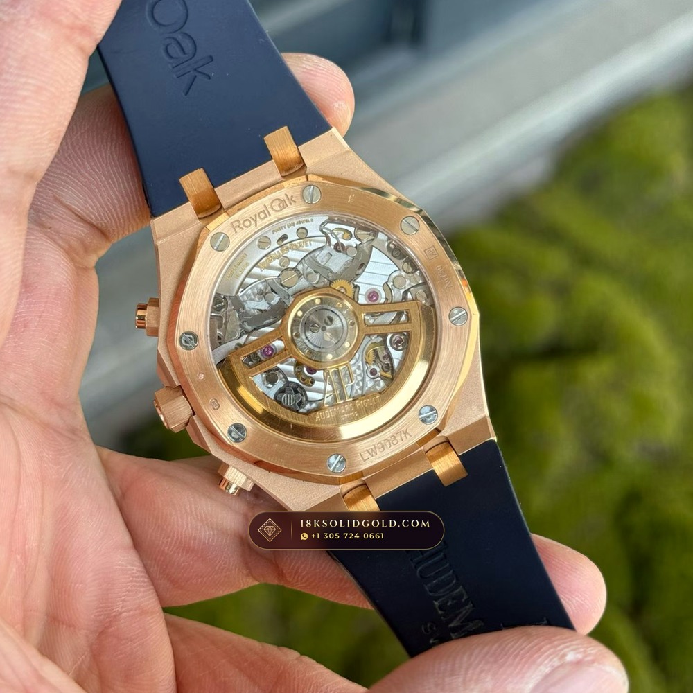 Audemars Piguet Royal Oak Selfwinding Chronograph 41mm 18K Rose Gold Reference 26240OR — Hallmarked Edition — Studio Gallery Plate VII in 18K Rose Gold Au750 (158.4g Verified Mass, Audemars Piguet Cal. 4401 Flyback Chronograph)