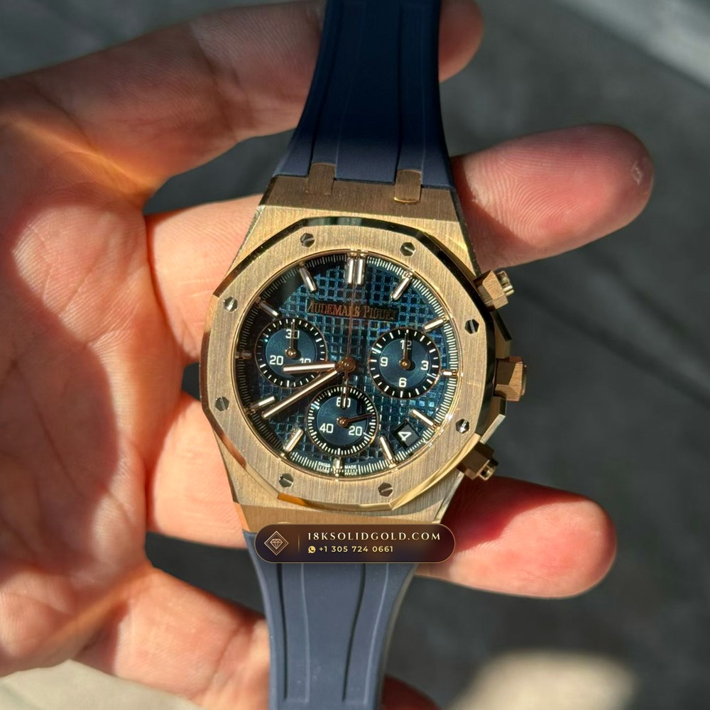 Audemars Piguet Royal Oak Selfwinding Chronograph 41mm 18K Rose Gold Reference 26240OR — Hallmarked Edition — Studio Gallery Plate IX in 18K Rose Gold Au750 (158.4g Verified Mass, Audemars Piguet Cal. 4401 Flyback Chronograph)