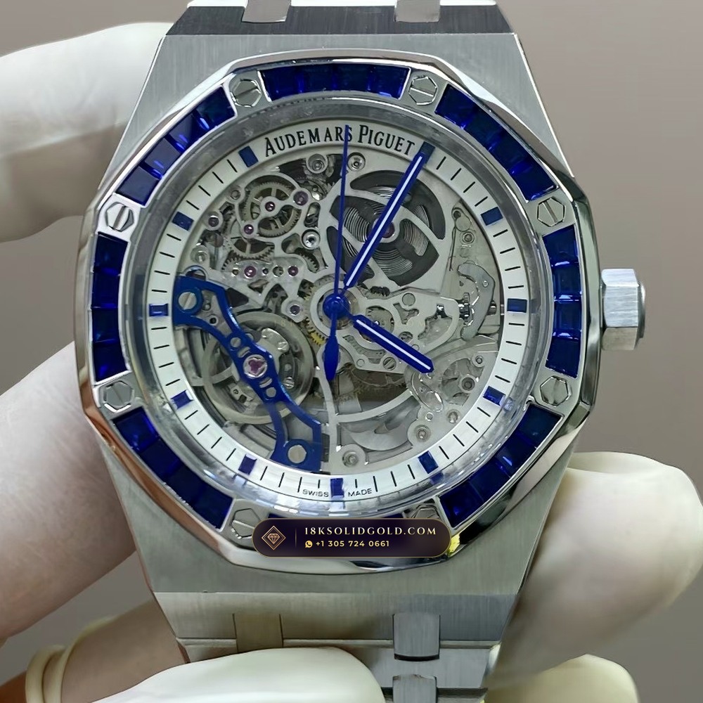 Audemars Piguet Royal Oak Double Balance Wheel Openworked 41mm Baguette Sapphire Bezel 18K White Gold Reference 15412BC.SS.1220BC.02 — Hallmarked Edition