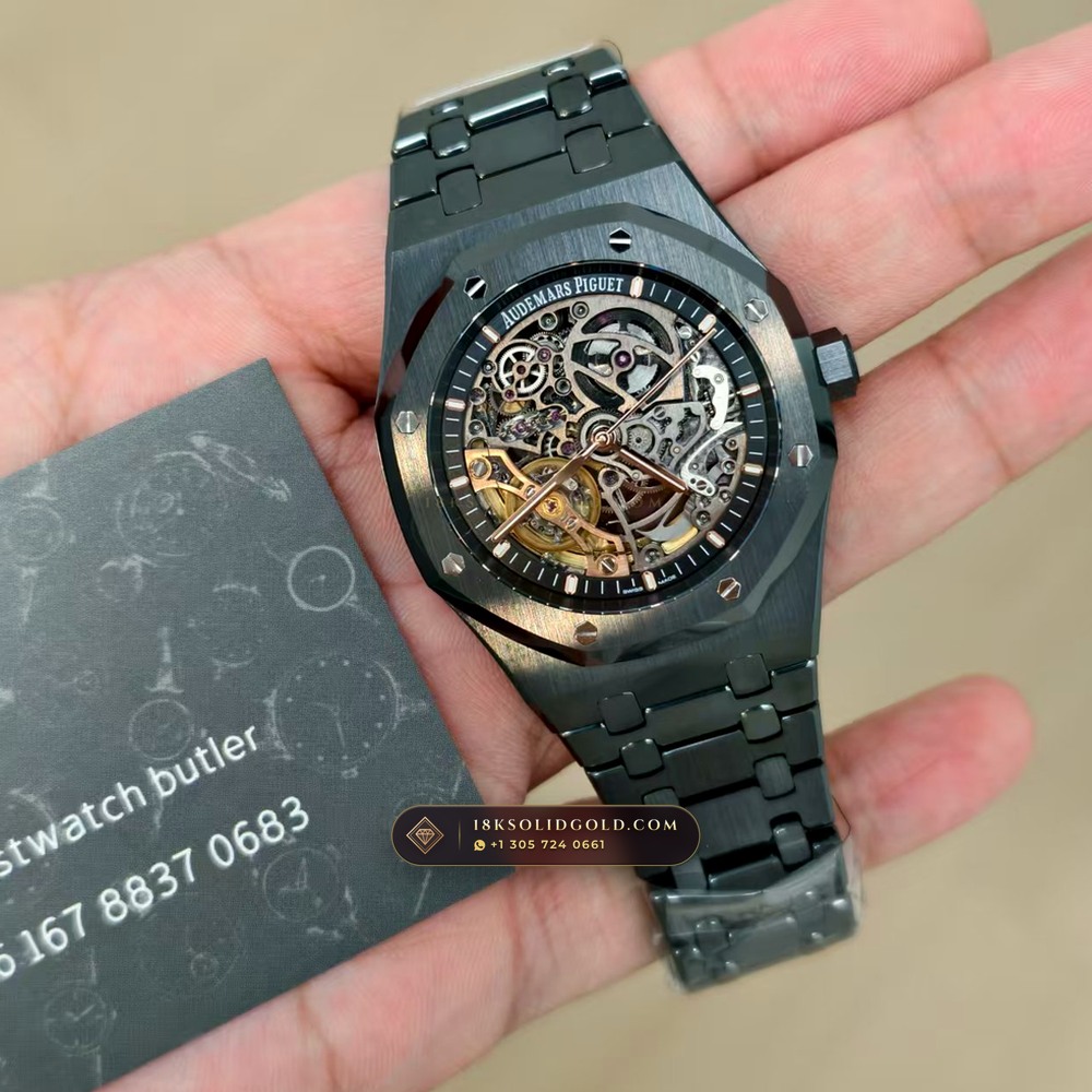 Audemars Piguet Royal Oak Double Balance Wheel Openworked 41mm Reference 15416CE — Salon Edition — Studio Gallery Plate XII in High-Tech Ceramic & Titanium (135.4g Verified Mass, Audemars Piguet Cal. 3132 Dual-Balance Openworked)