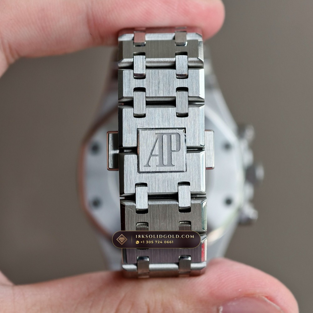 Audemars Piguet Royal Oak Selfwinding Chronograph 38mm Sunburst Rhodium / Slate Grey Dial Reference 26315ST.OO.1256ST.02 — Salon Edition — Studio Gallery Plate VIII in 904L Stainless Steel Custom Architecture (146.1g Verified Mass, Audemars Piguet Cal. 2385 Column-Wheel Chronograph)
