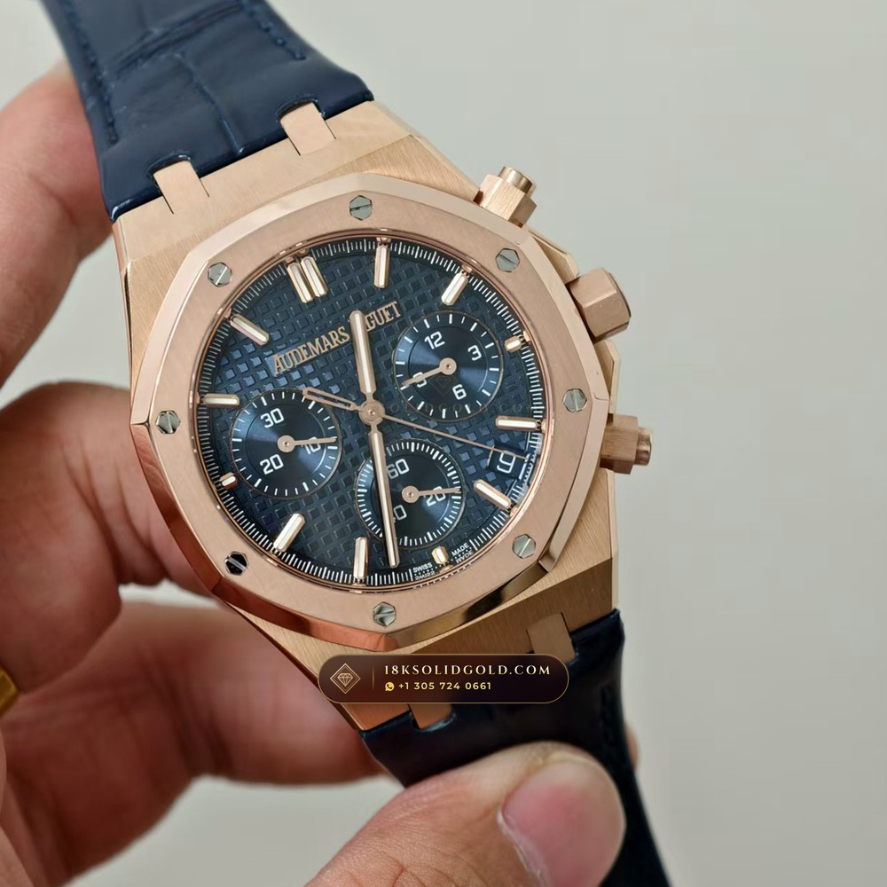 Audemars Piguet Royal Oak Selfwinding Chronograph 41mm 18K Rose Gold Deep Crystal Optics Reference 26240OR — Hallmarked Edition angle 3