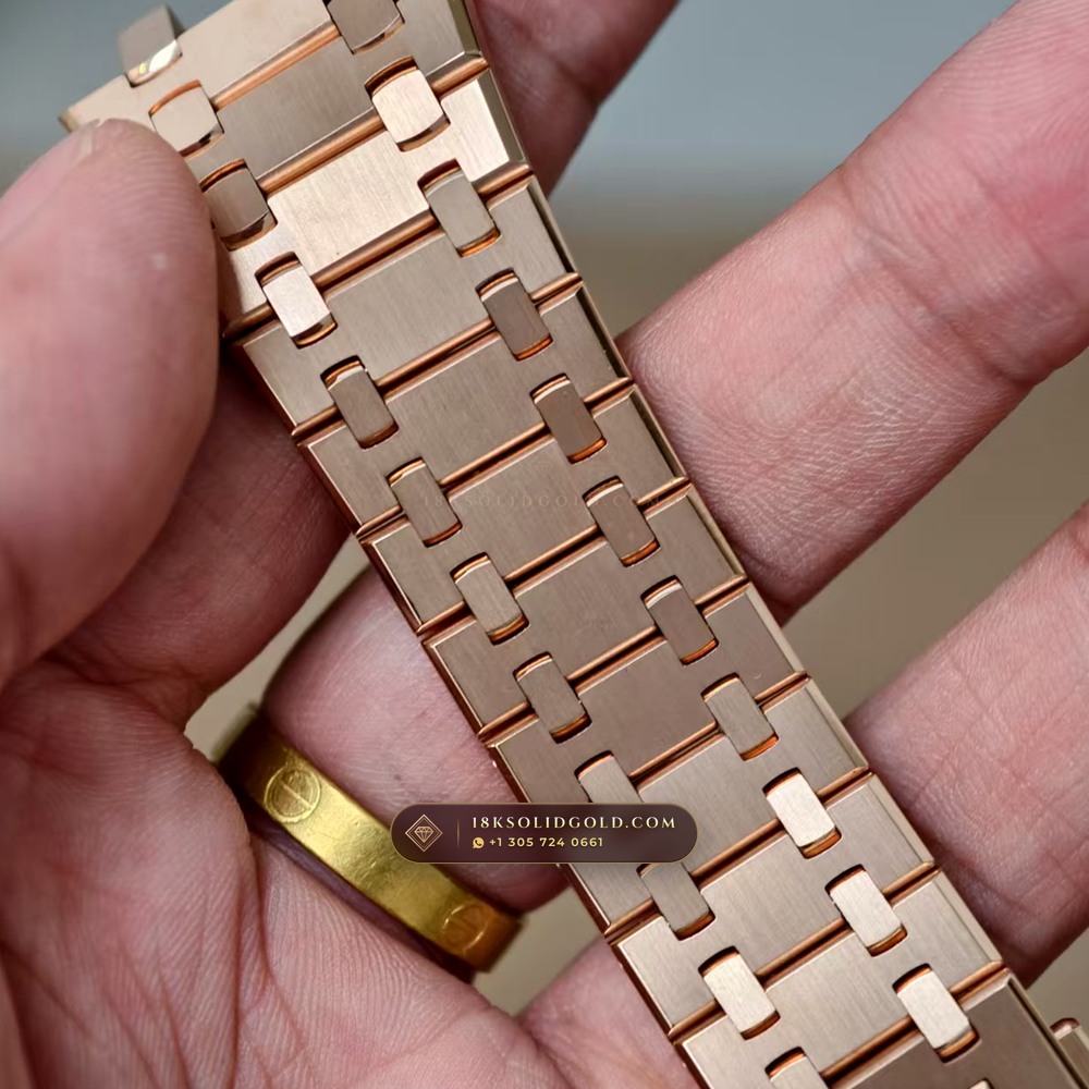 Audemars Piguet Royal Oak Selfwinding Chronograph 41mm 18K Rose Gold Deep Crystal Optics Reference 26240OR — Hallmarked Edition — Studio Gallery Plate IX in 18K Rose Gold Au750 (158.4g Verified Mass, Audemars Piguet Cal. 4401 Flyback Chronograph)