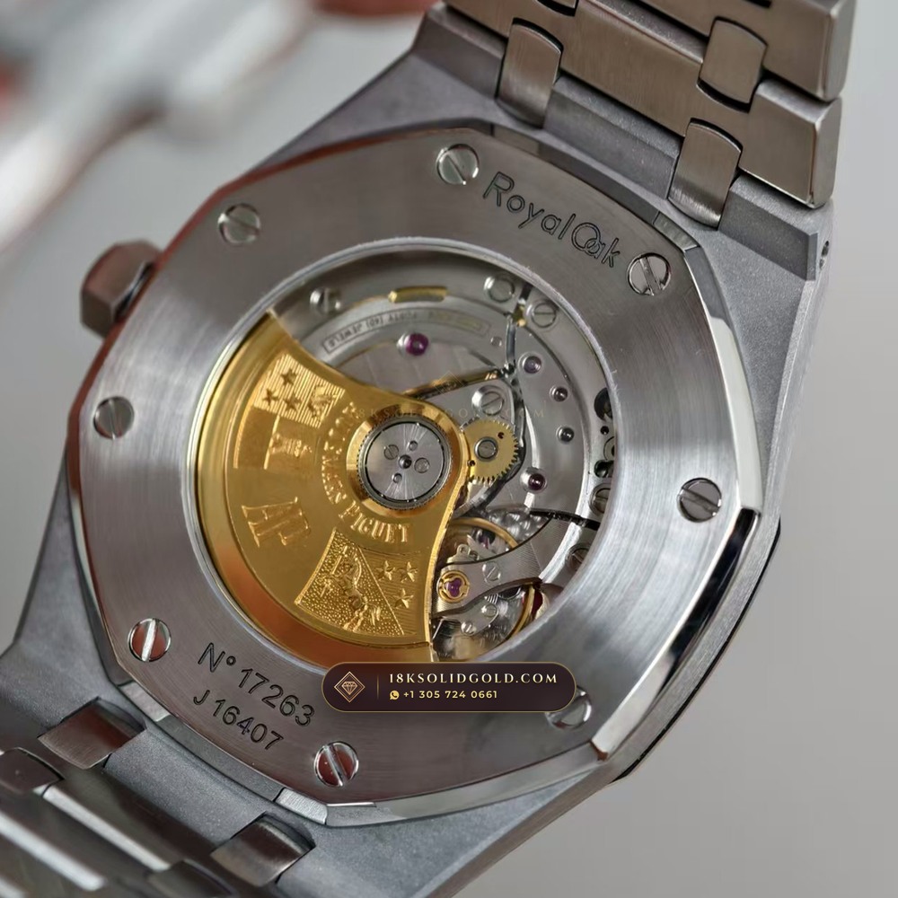 Audemars Piguet Royal Oak Selfwinding 41mm Authentic OEM Dial Deep Crystal Optics Reference 15400ST — Salon Edition — Studio Gallery Plate VII in 904L Stainless Steel Custom Architecture (166.8g Verified Mass, Audemars Piguet Cal. 3120 - 22K Gold Rotor)