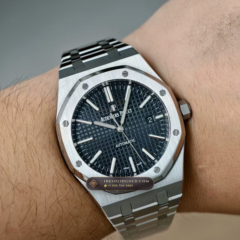 Audemars Piguet Royal Oak Selfwinding 41mm Authentic OEM Dial Deep Crystal Optics Reference 15400ST — Salon Edition — Studio Gallery Plate VIII in 904L Stainless Steel Custom Architecture (166.8g Verified Mass, Audemars Piguet Cal. 3120 - 22K Gold Rotor)