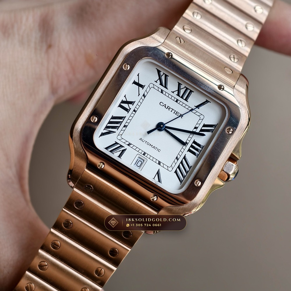 Cartier Santos de Cartier Large Full 18K Rose Gold Reference WGSA0028 — Hallmarked Edition angle 2
