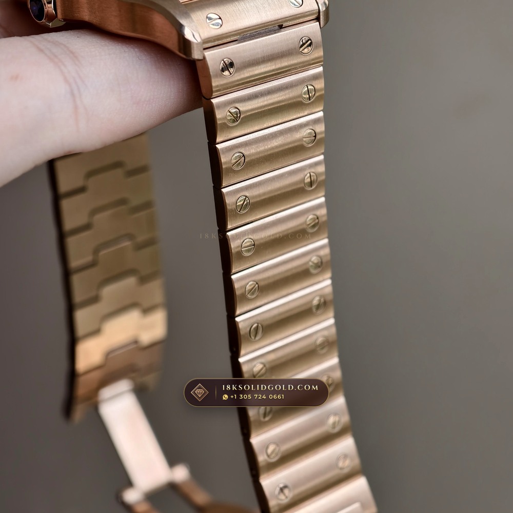 Cartier Santos de Cartier Large Full 18K Rose Gold Reference WGSA0028 — Hallmarked Edition — Studio Gallery Plate VIII in 18K Rose Gold Au750 (178.1g Verified Mass, Cartier Manufacture Cal. 1847 MC / Skeleton Cal. 9611 MC)