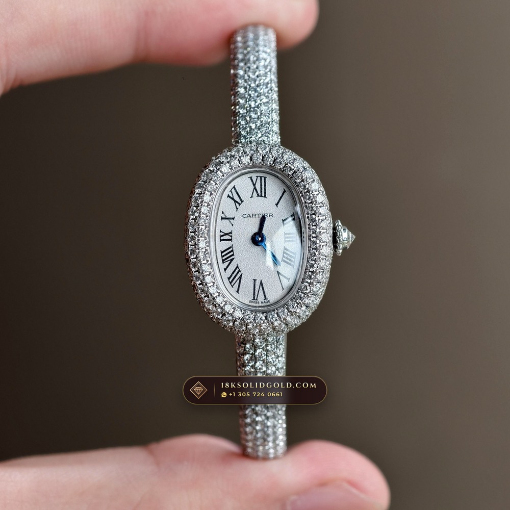 Cartier Baignoire Allongee High Jewelry Diamond Pave 18K White Gold Reference HPI01773 — Hallmarked Edition