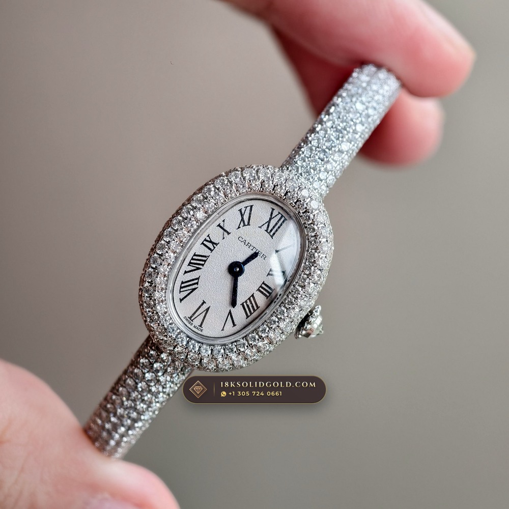 Cartier Baignoire Allongee High Jewelry Diamond Pave 18K White Gold Reference HPI01773 — Hallmarked Edition angle 2