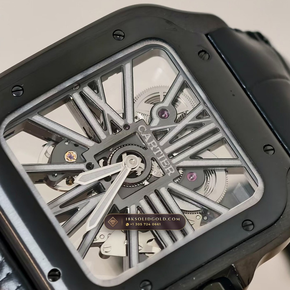Cartier Santos de Cartier Large Skeleton Openworked Steel Reference W2020052 — Salon Edition angle 3