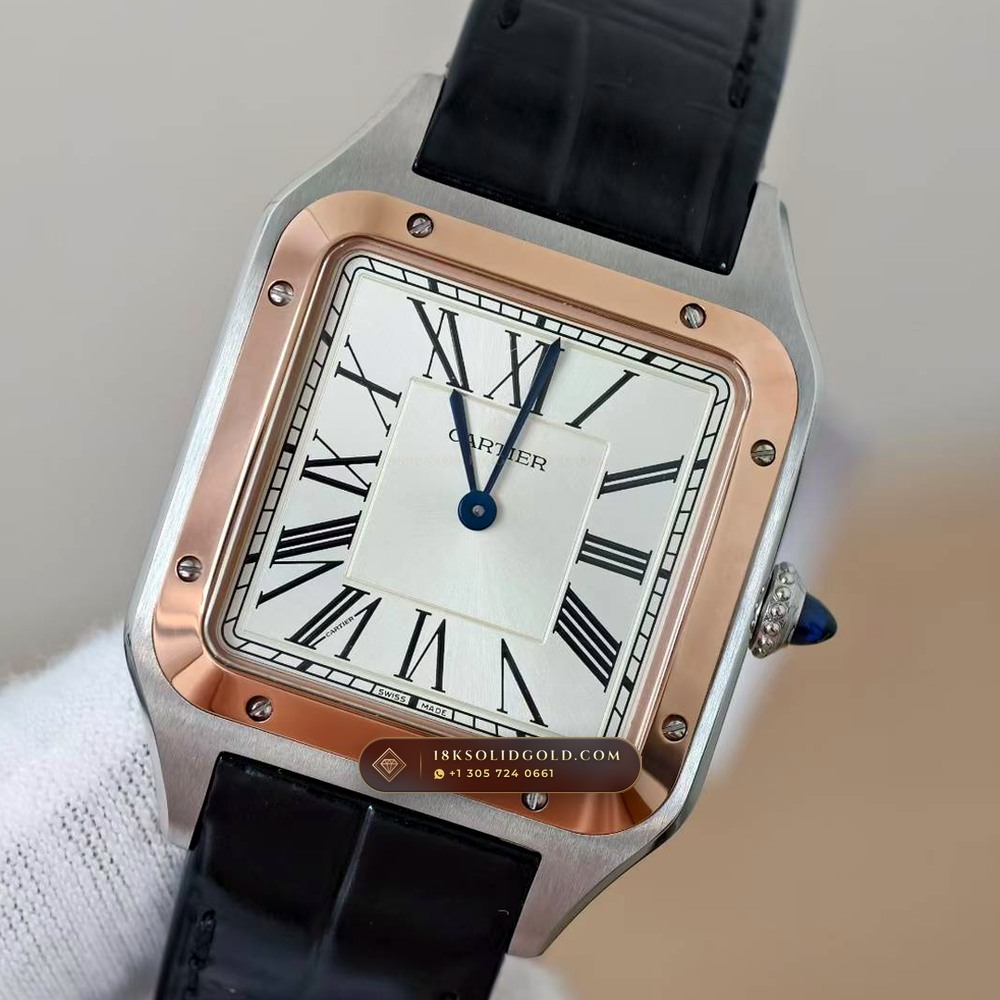 Cartier Santos-Dumont Medium Roman Dial Alligator Strap Reference WSSA0023 — Salon Edition angle 3