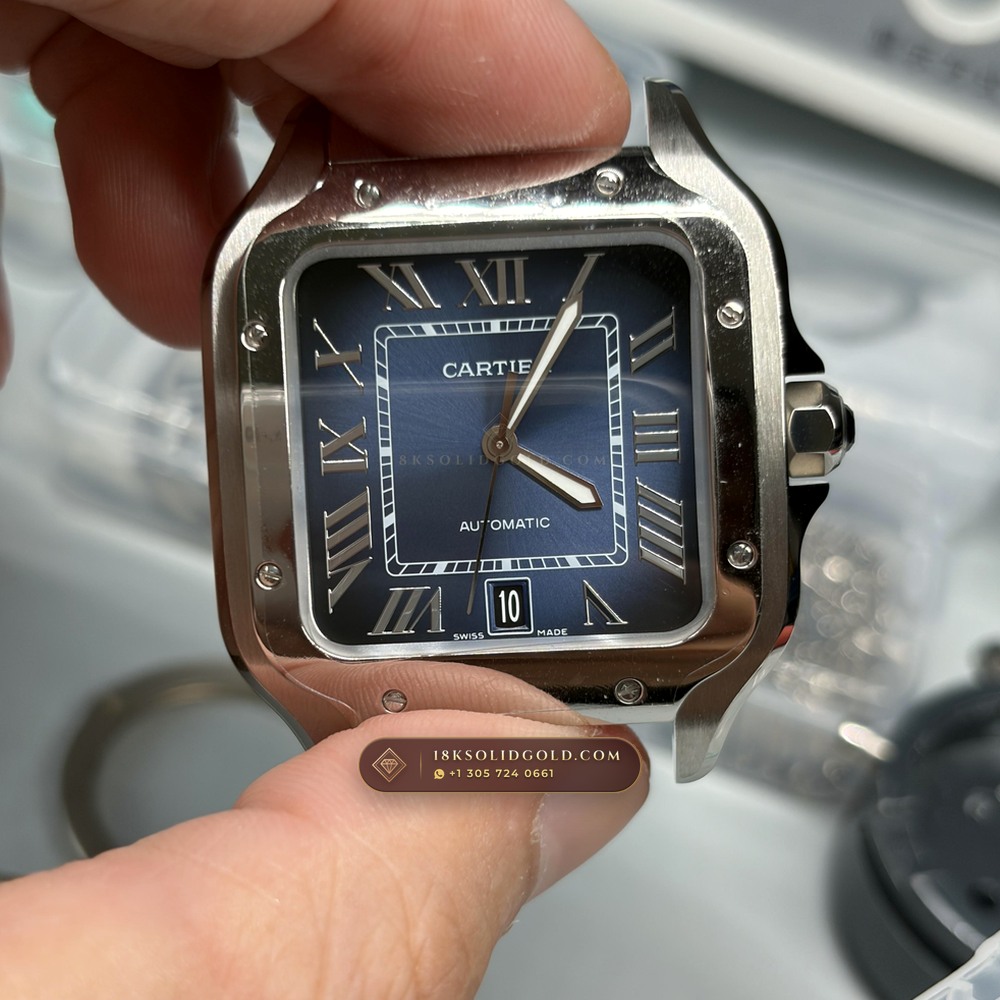 Cartier Santos de Cartier Medium 35.1mm Opaline Dial Reference WSSA0029 — Salon Edition angle 2