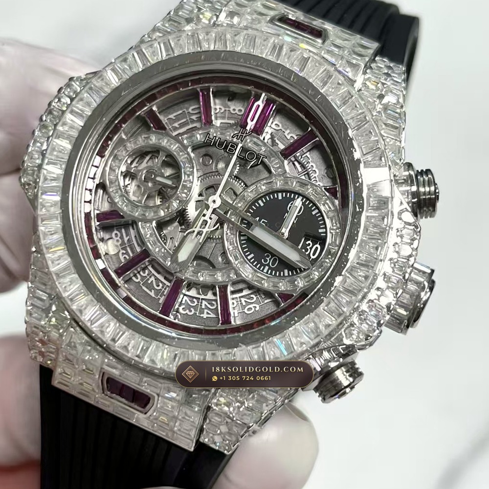 Hublot Big Bang Unico 42mm Full VVS Diamond & Ruby Rehaut Edition Reference 441.NX.1170.RX — Salon Edition
