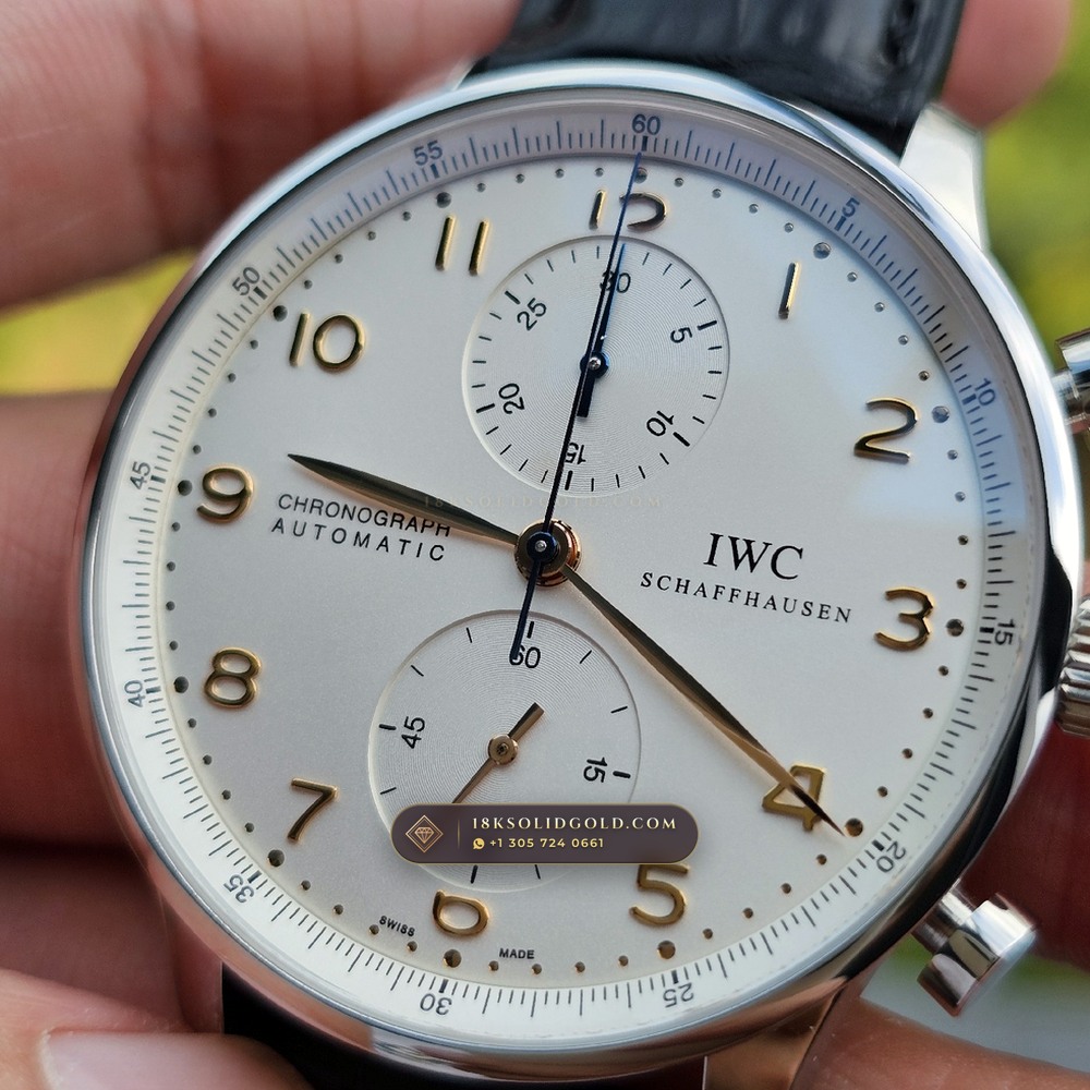 IWC Schaffhausen IWC Portugieser Chronograph 40.9mm Silver Dial Reference IW371445 — Salon Edition angle 2