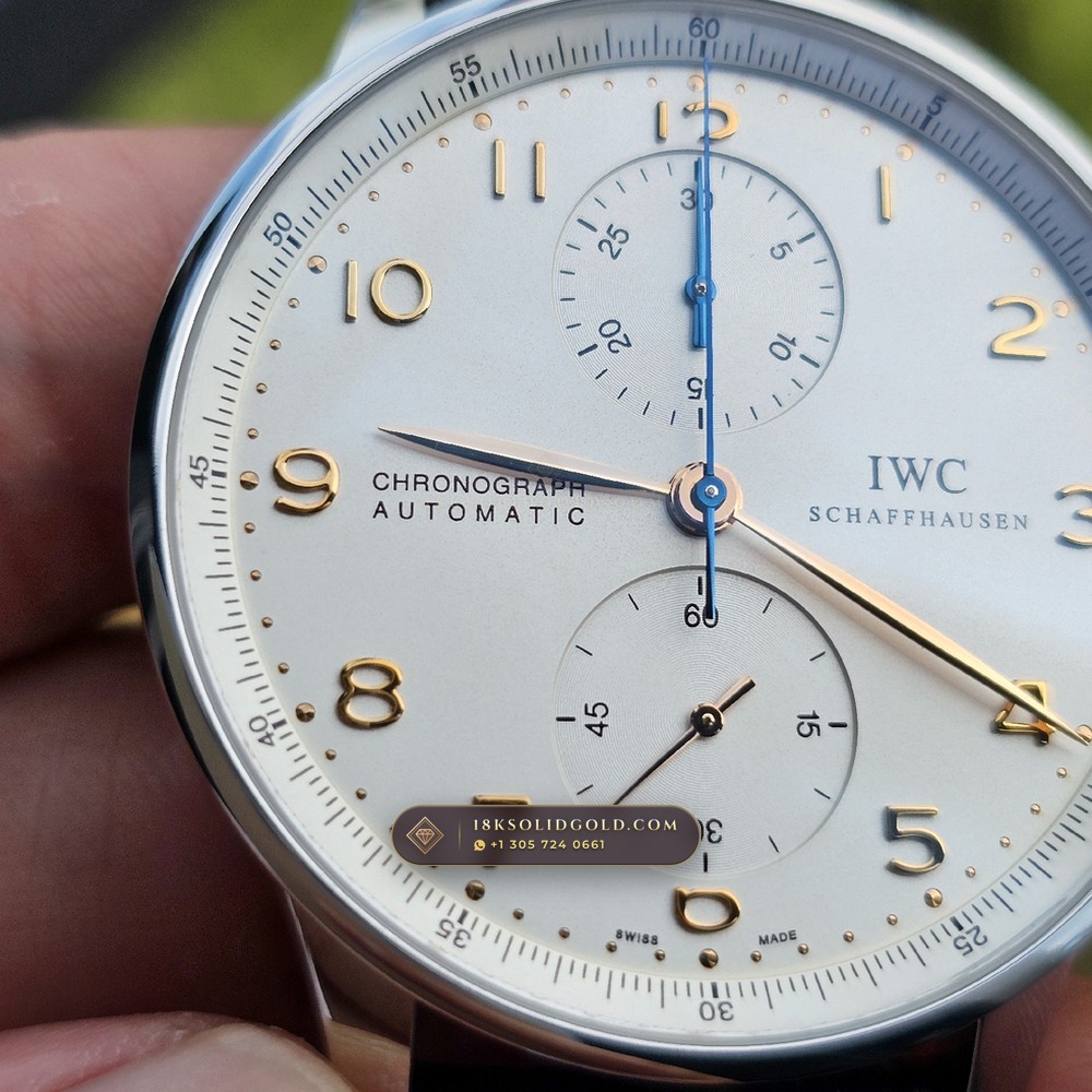 IWC Schaffhausen IWC Portugieser Chronograph 40.9mm Silver Dial Reference IW371445 — Salon Edition angle 3