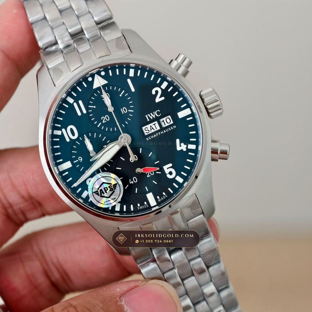 IWC Schaffhausen IWC Pilot Watch Chronograph 41mm Blue Dial Reference IW388101 — Salon Edition angle 2