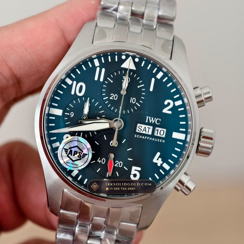 IWC Schaffhausen IWC Pilot Watch Chronograph 41mm Blue Dial Reference IW388101 — Salon Edition angle 3