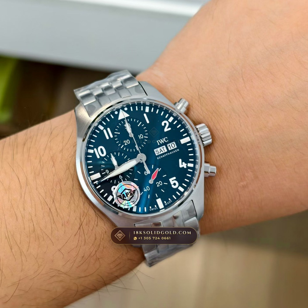 IWC Schaffhausen IWC Pilot Watch Chronograph 41mm Blue Dial Reference IW388101 — Salon Edition — Studio Gallery Plate VIII in 904L Stainless Steel Custom Architecture (108.2g Verified Mass, IWC Manufacture Cal. 69355 / Cal. 52010)