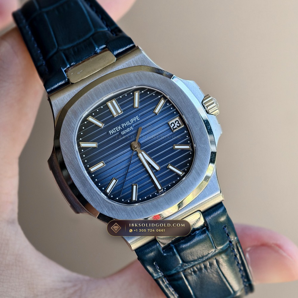 Patek Philippe Nautilus Self-Winding 41mm 18K White Gold Reference 5811/1G-001 — Hallmarked Edition angle 2