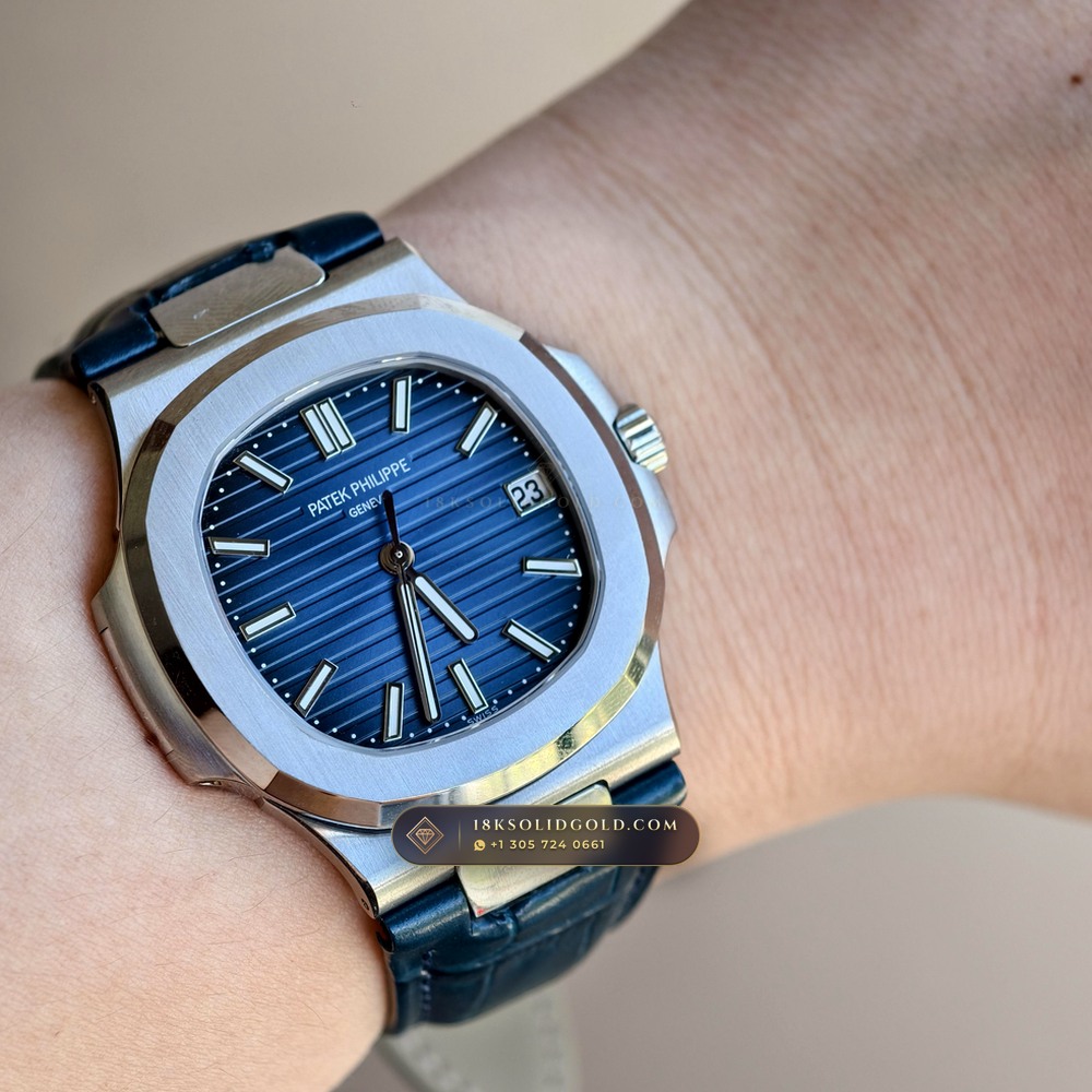 Patek Philippe Nautilus Self-Winding 41mm 18K White Gold Reference 5811/1G-001 — Hallmarked Edition — Studio Gallery Plate VIII in 18K White Gold Au750 (112.2g Verified Mass, Patek Philippe Cal. 26-330 S C - 21K Gold Rotor)
