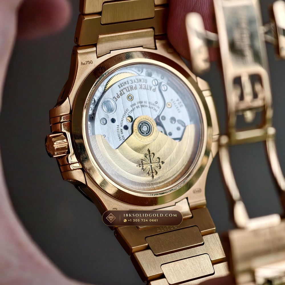 Patek Philippe Nautilus Ladies Automatic 18K Rose Gold Reference 7118/1R — Hallmarked Edition — Studio Gallery Plate VIII in 18K Rose Gold Au750 (145.9g Verified Mass, Patek Philippe Cal. 324 S C - 21K Gold Rotor)