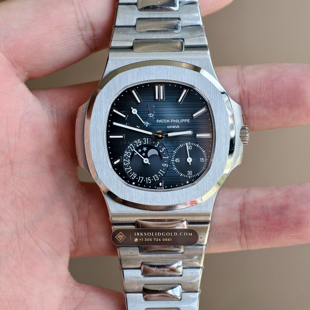 Patek Philippe Nautilus Moonphase & Power Reserve Custom SW Dial Free-Sprung Calibre Reference 5712/1A — Salon Edition