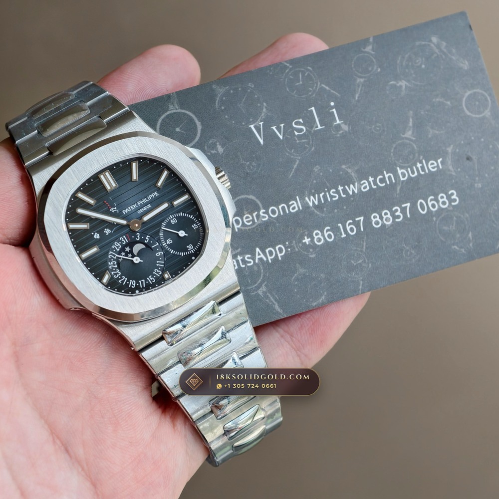 Patek Philippe Nautilus Moonphase & Power Reserve Custom SW Dial Free-Sprung Calibre Reference 5712/1A — Salon Edition — Studio Gallery Plate X in 904L Stainless Steel Custom Architecture (116.3g Verified Mass, Patek Philippe Cal. 240 PS IRM C LU - 22K Gold Micro-Rotor)