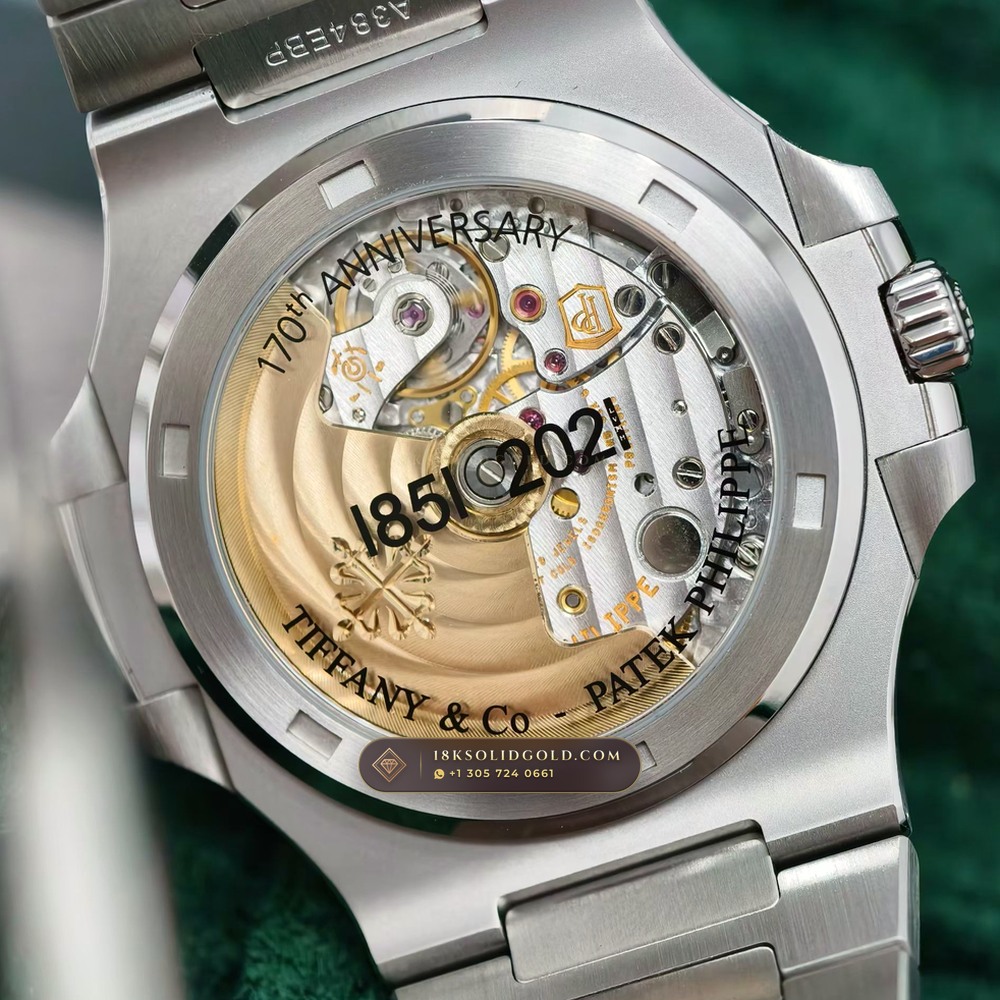 Patek Philippe Nautilus Self-Winding Tiffany Blue Dial Reference 5711/1A-018 — Salon Edition — Studio Gallery Plate VII in 904L Stainless Steel Custom Architecture (114.6g Verified Mass, Patek Philippe Cal. 26-330 S C / Cal. 324 S C - 21K Gold Rotor)
