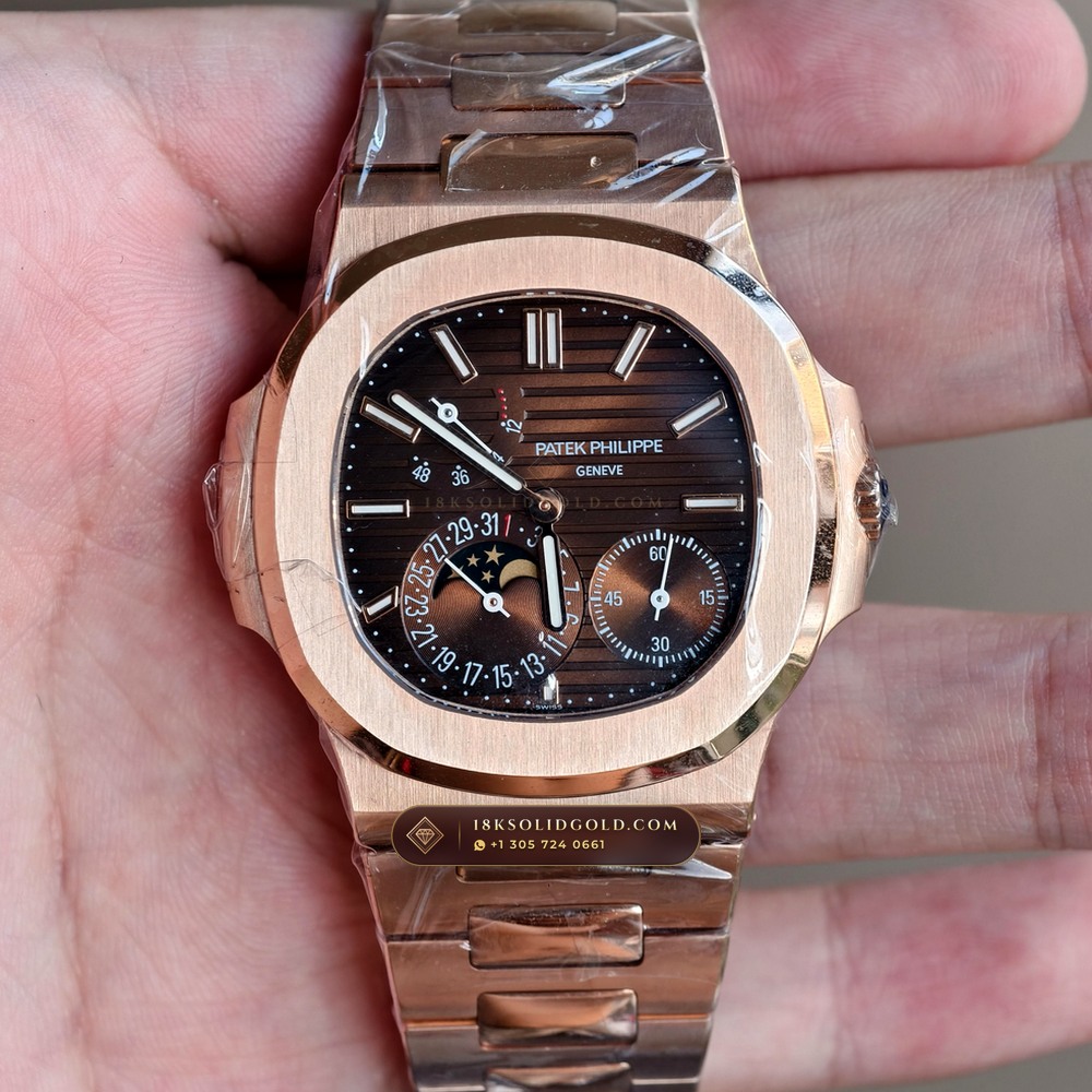 Patek Philippe Nautilus Moonphase & Power Reserve 18K Rose Gold Geneva Atelier Spec Reference 5712/1R-001 — Hallmarked Edition